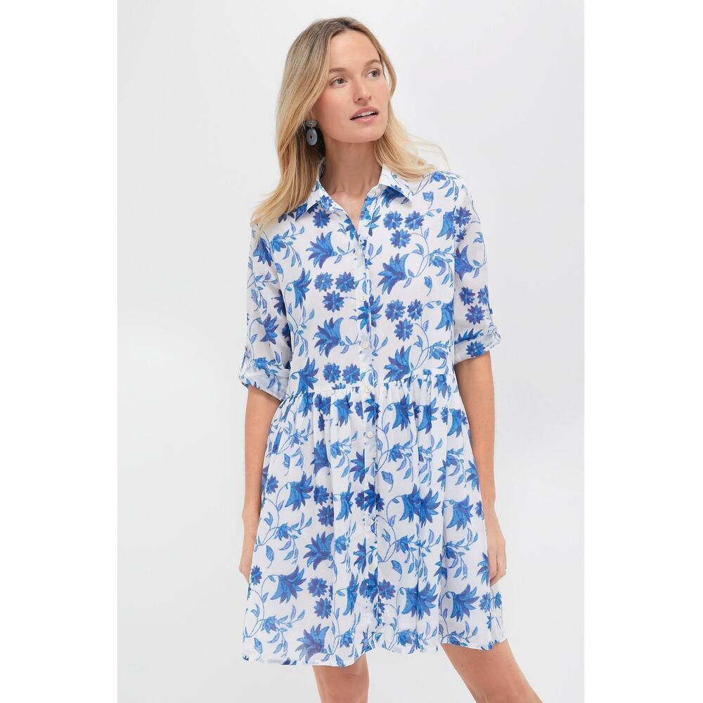 OLIPHANT Marion Blue Long Sleeve Shirt Mini Dress Size S NWT